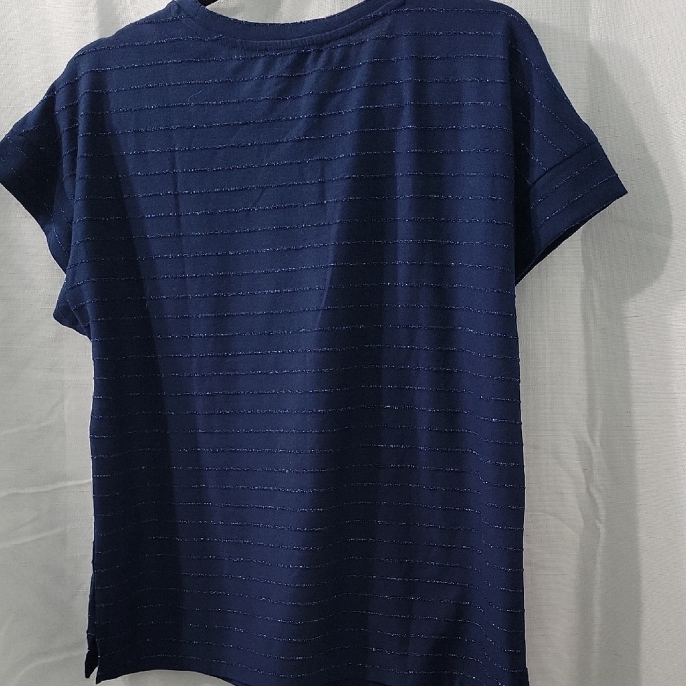 Ellen Tracy Navy Textured Tee - Picture 2 of 6